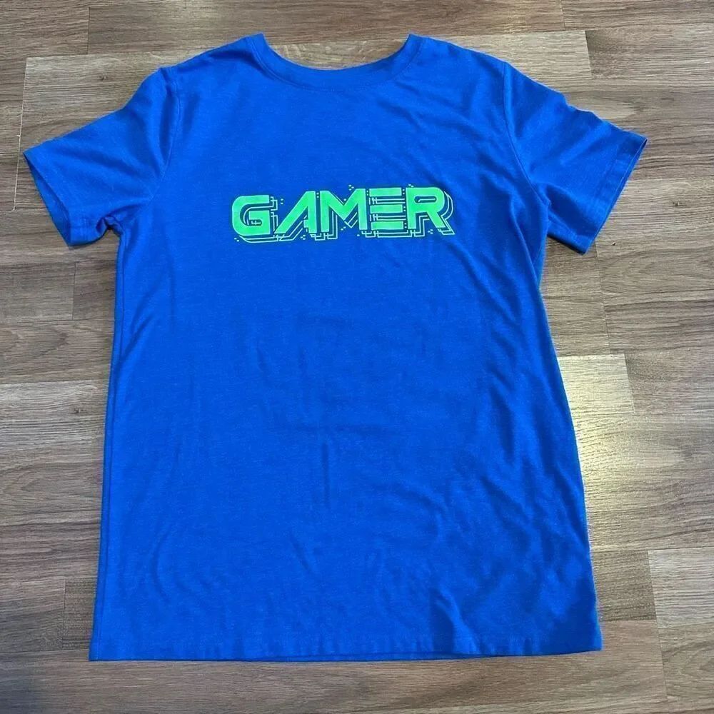 Cat & Jack Blue Gamer Short Sleeve T-Shirt | Boys Size XXL (18)